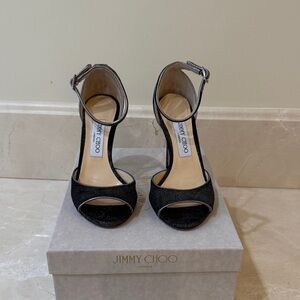 Jimmy Choo Black Open-Toe Heels